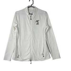 Disney Pete Millar Golf Full Zip White with Daisy Duck Golfing in Pink Like New